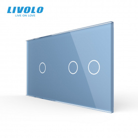Сенсорна панель вимикача Livolo 3 каналу (1-2) блакитне скло (VL-C7-C1/C2-19)
