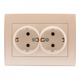 Розетка 2-а із заземленням ПБТ перлово-білий перламутр RAIN Lezard 703-3030-127B