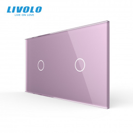 Сенсорна панель вимикача Livolo 2 каналу (1-1) рожевий скло (VL-C7-C1/C1-17)
