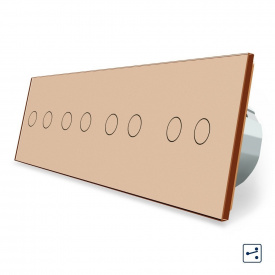 Сенсорний прохідний вимикач Livolo 8 каналів (2-2-2-2) золото скло (VL-C708S-13)