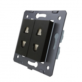 Механізм Універсальна подвійна розетка Livolo 2 стандарту в 1 чорний (VL-C7-C2A-12)