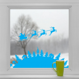 Новорічна вінілова наклейка Zatarga Різдво 1100х390 мм Блакитний (Z202014/1)