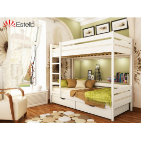 Двухъярусная кровать детская Estella Дует 80х190х155 см деревянная белого цвета