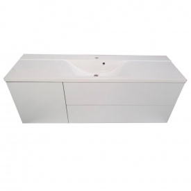 Пластиковая подвесная тумба Mikola-M Big Push 150 см с каменным умывальником