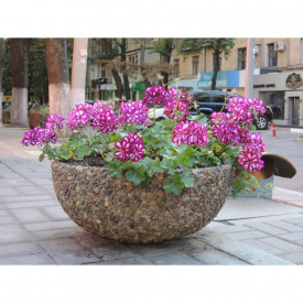 Вазон садовый уличный Чаша бетонный Галька коричневая