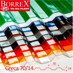 Профільований полікарбонат Borrex Greca 70/14 трапеція прозорий 1,05х2,0 м Київ