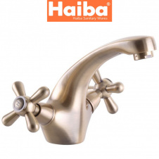 Змішувач для умивальника ялинка на шпильці 15см HAIBA MARS WHITE білий Chr-004