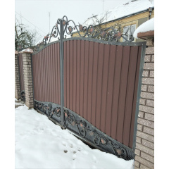 Ковані ворота із профнастилом коричневі Legran Приморськ
