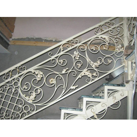 Перила ковані зміцнені фігурні білі, сходи Legran