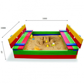 Детская песочница SportBaby-29 деревянная квадратная 100х100 см закрывающаяся цветная