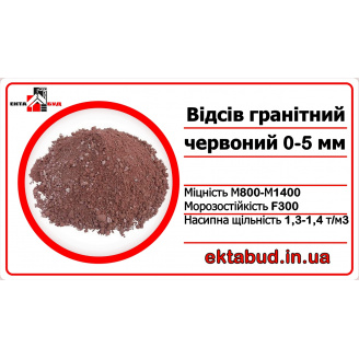 Відсів щебінь гранітний червоний 0х5 фракції 0-5 навалом 0*5