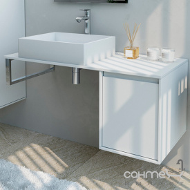 Консоль Marsan Armel 110 Вариант 1 раковина матовый камень тумба 320 справа матовая белая