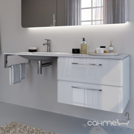 Консоль Marsan Adele 130 Вариант 2 стеклянная раковина тумба 500 справа графит глянец