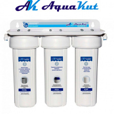 Aquakut Фильтр под мойку трехступенчатый FPR-3 ( двойные уплотнения в колбе и фитинг ССК)