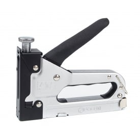 Степлер строительный металлический с регулировкой силы удара универсальный Polax 4-14 мм (100 скоб в комплекте) (24-005)