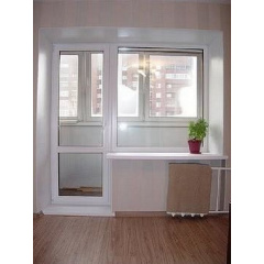 Балконный блок профиль WDS Ultra 6 дверь 700х2100 мм + окно 1300х1400 мм Киев