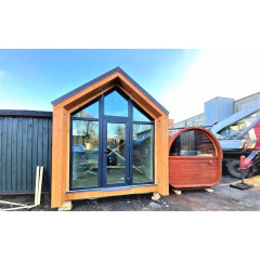 Лазня мобільна барн хаус 3,5 х2 3х2 7 м Sauna barn house Thermowood Production Ukraine Косів