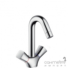 Смеситель для раковины, поворотный излив, с донным клапаном pop-up Hansgrohe Logis 71222000 Хром