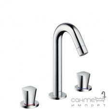 Смеситель для раковины на три отверстия с донным клапаном pop-up Hansgrohe Logis 71133000 Хром