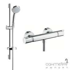 Смеситель-термостат с душевым гарнитуром Hansgrohe Croma 100 Vario 27032000 хром