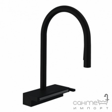 Смеситель для кухни с вытяжным изливом и каскадом Hansgrohe Aquno Select M81 73831670 матовый черный