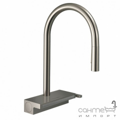 Смеситель для кухни с вытяжным изливом и каскадом Hansgrohe Aquno Select M81 73837800 нержавеющая сталь Запоріжжя