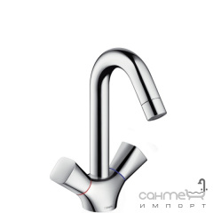 Смеситель для раковины, поворотный излив, с донным клапаном pop-up Hansgrohe Logis 71222000 Хром Дніпро