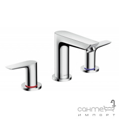 Смеситель для раковины на три отверстия со сливным гарнитуром Hansgrohe Talis E 71733000 Хром Ізюм