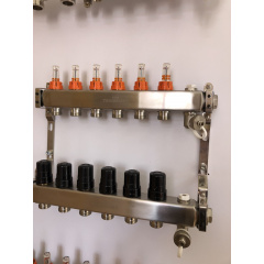 Коллектор на 6 выходов для теплого пола с расходомерами и термоклапанами Свесса