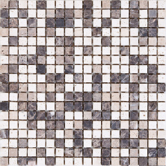 Мозаика мраморная MOZ DE LUX K-MOS TRAVERTINO MIX EMPERADOR 15x15x10 мм Энергодар