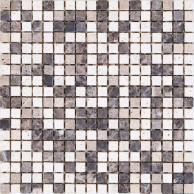 Мозаика мраморная MOZ DE LUX K-MOS TRAVERTINO MIX EMPERADOR 15x15x10 мм