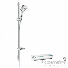 Змішувач-термостат із душовим гарнітуром Hansgrohe Raindance Select E 27039400 білий/хром