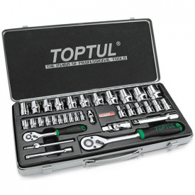 Набор головок с трещоткой TOPTUL 1/4, 1/2 34ед. GCAD3401