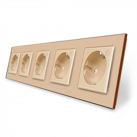 Пятиместная умная розетка ZigBee с заземлением золотой Livolo (VL-C7FCTC16AZ-10AP)