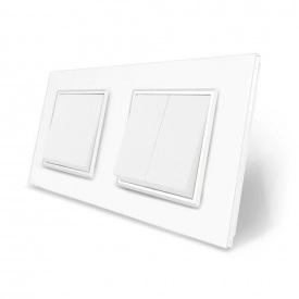Комплект одноклавішний із двоклавішним вимикачем білий скло Livolo (VL-C7K1K2-11)