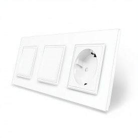 Комплект одноклавішних вимикачів із розеткою білий скло Livolo (VL-C7K1/K1/FCTC16A-6WP)