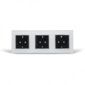 Розетка потрійна із заземленням Livolo білий чорний хром скло (VL-C7C3EU-11/12C)
