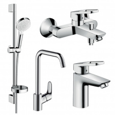 HANSGROHE LOGIS LOOP набор смесителей для ванны умывальник 100 + кухня (71151000+71244000+26553400+31820000)