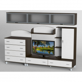 Стенка в гостиную Тиса Мебель Гостиная-23 Венге Белый