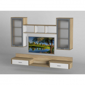 Стенка в гостиную Тиса Мебель Гостиная-215 Сонома Белый