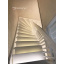 Белая деревянная лестница на тетиве с автоматической подсветкой Бровары