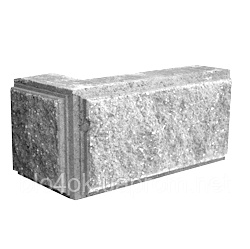 Блок кутовий Рваний камінь на стовп 390х190х95х90 мм сірий