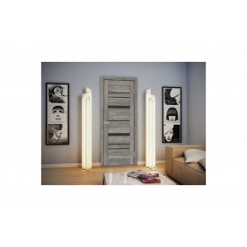 Міжкімнатні двері Оміс Ріно Natural Look чорне скло 600х900х2050 мм