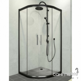Полукруглая душевая кабина Veronis Alonza Black 900x900 профиль матовый черный/стекло прозрачное