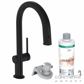 Смеситель для кухни + фильтр Hansgrohe Aqiuttura M91 76801670 матовый черный
