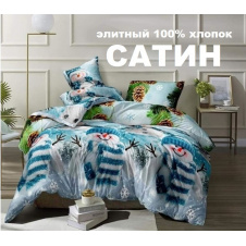 2сп постельное белье 100% хлопок сатин Снеговики Новый год Елка шишки Рождество