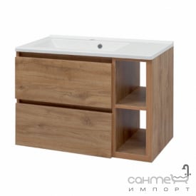Подвесная тумба с раковиной Mirater Twist 80 дуб тахо, раковина Техно