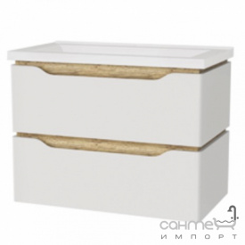 Подвесная тумба с раковиной Mirater Sacramento 80 белая, раковина Глория