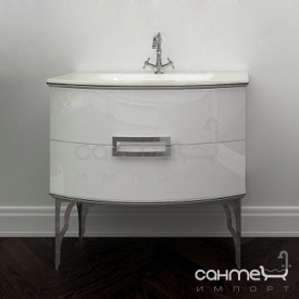 Тумба подвесная под раковину Marsan Sabrine 900 капучино глянец, патина серебро, ручки хром