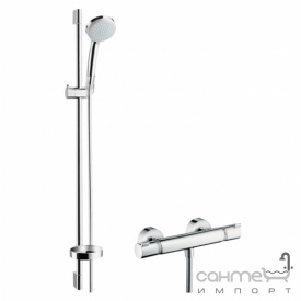 Смеситель-термостат с душевым гарнитуром Hansgrohe Croma 100 EcoSmart 27033000 хром